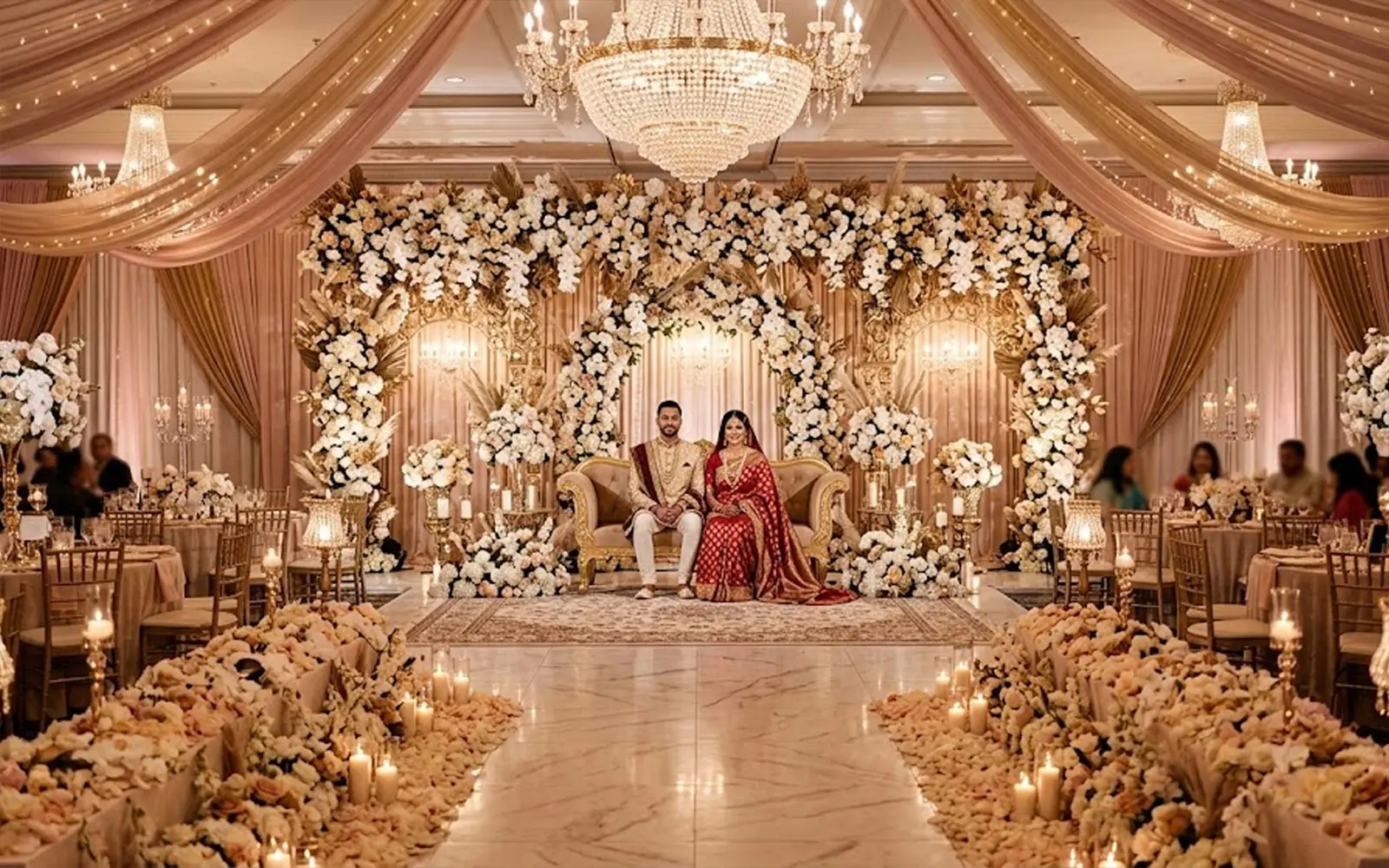 Luxury wedding stage and floral decoration